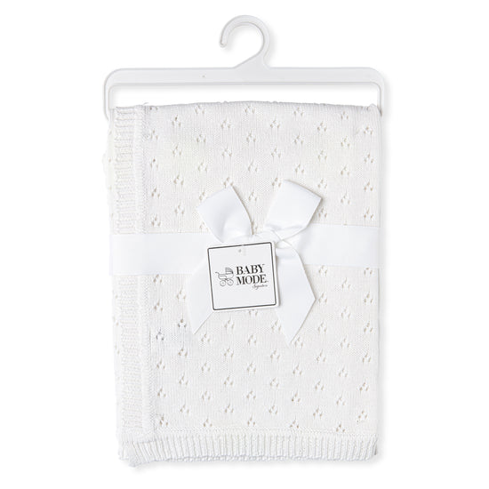 Rose Textiles White Pointelle Blanket