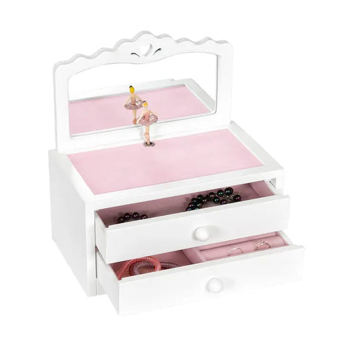 Mele and Co White Wooden Ballerina Jewelry Box