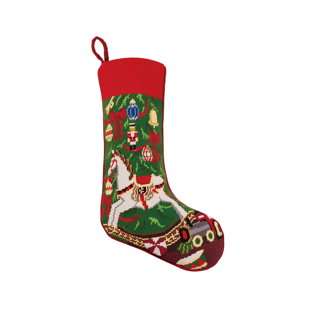 Christmas Rocking Horse Needlepoint Stocking